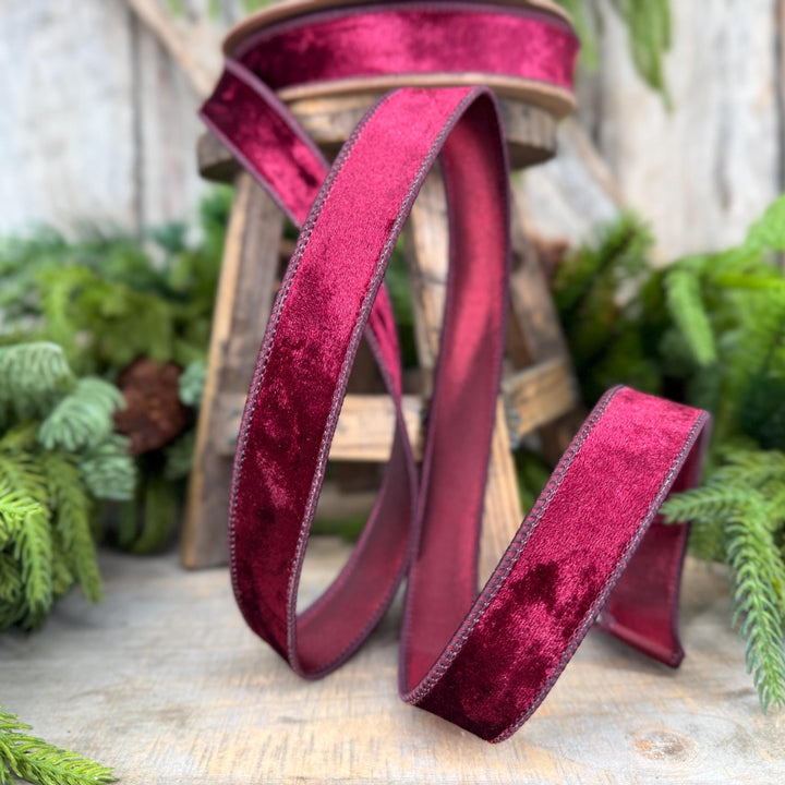 1" Burgundy Velvet Ribbon