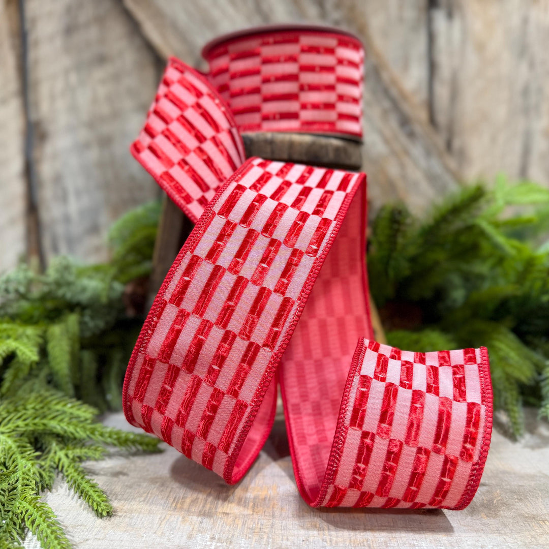 2.5" Red RIbbon, Red Zellige Ribbon, Farrisilk Ribbon