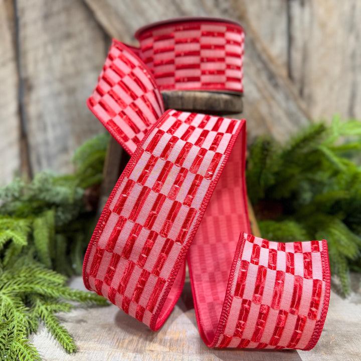 2.5" Red RIbbon, Red Zellige Ribbon, Farrisilk Ribbon