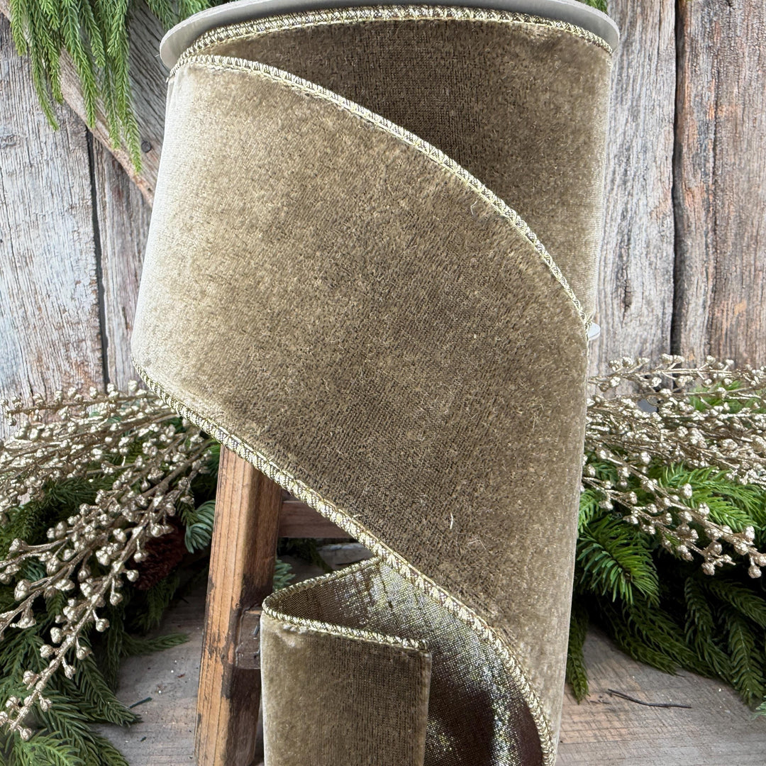 4” Mink Velvet Ribbon, Farrisilk ribbon, Velvet ribbon