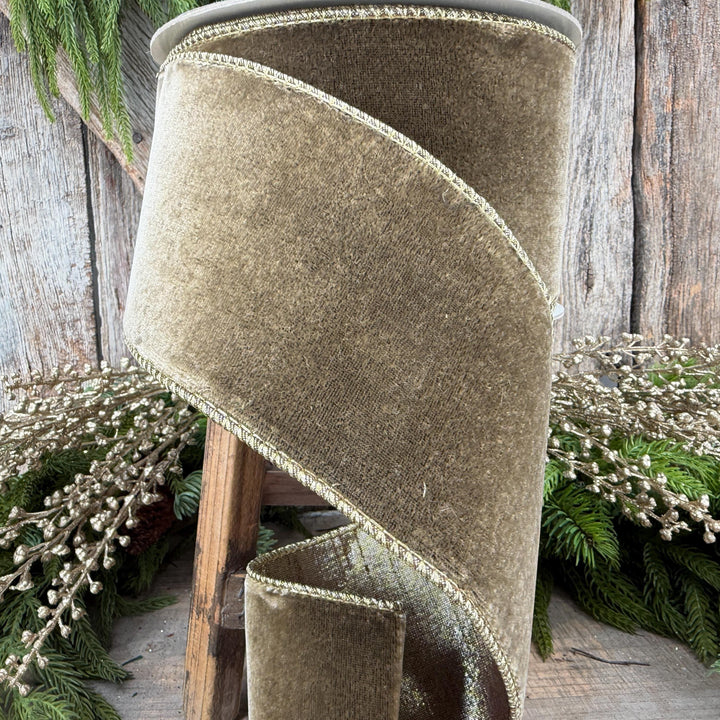 4” Mink Velvet Ribbon, Farrisilk ribbon, Velvet ribbon