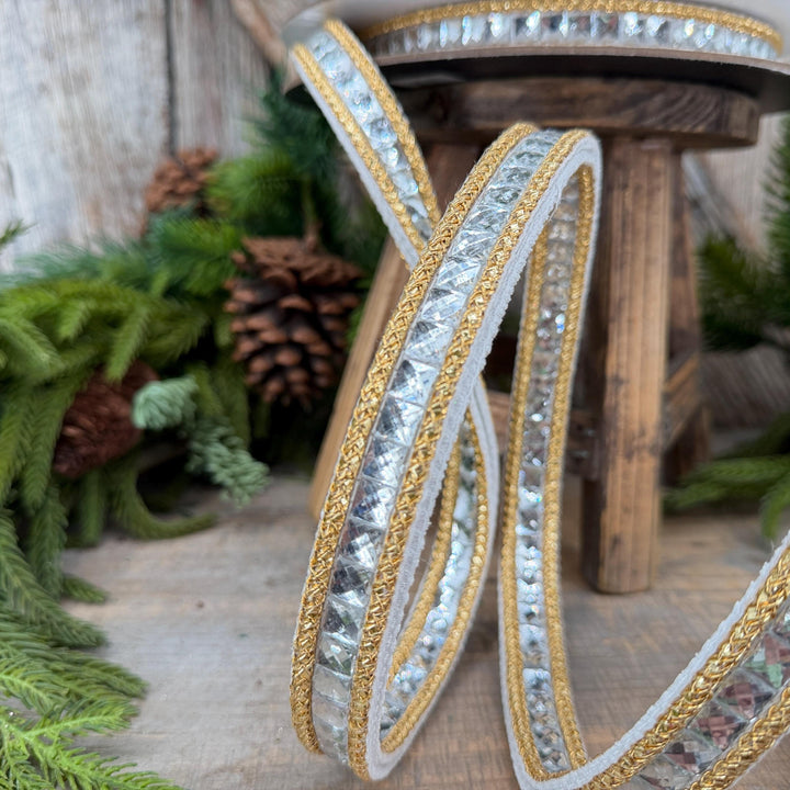 3/4" White Gemstone Ribbon, Farrisilk Ribbon