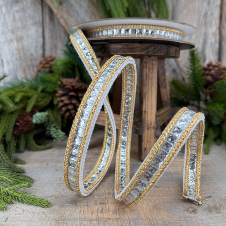 3/4" White Gemstone Ribbon, Farrisilk Ribbon