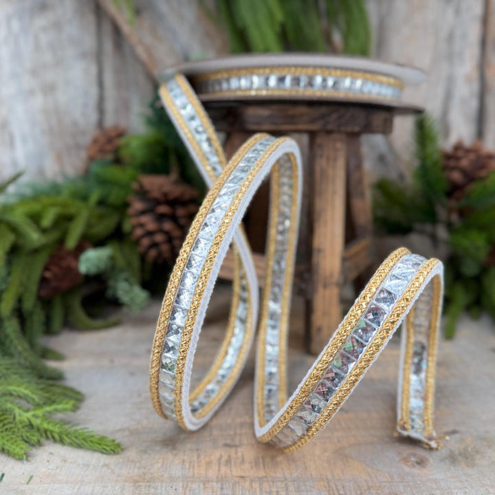 3/4" White Gemstone Ribbon, Farrisilk Ribbon