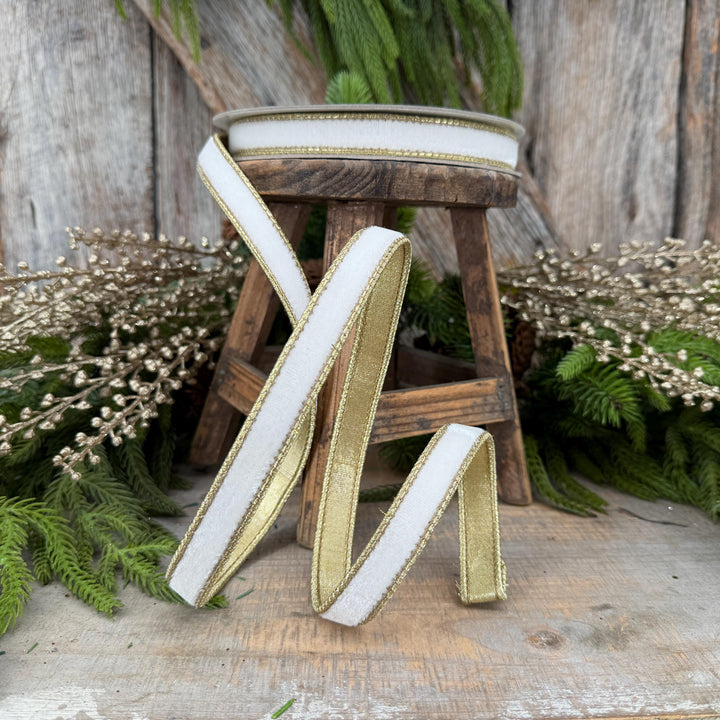 3/4" Ivory Flashy Velvet Ribbon, Farrisilk Ivory Velvet Ribbon