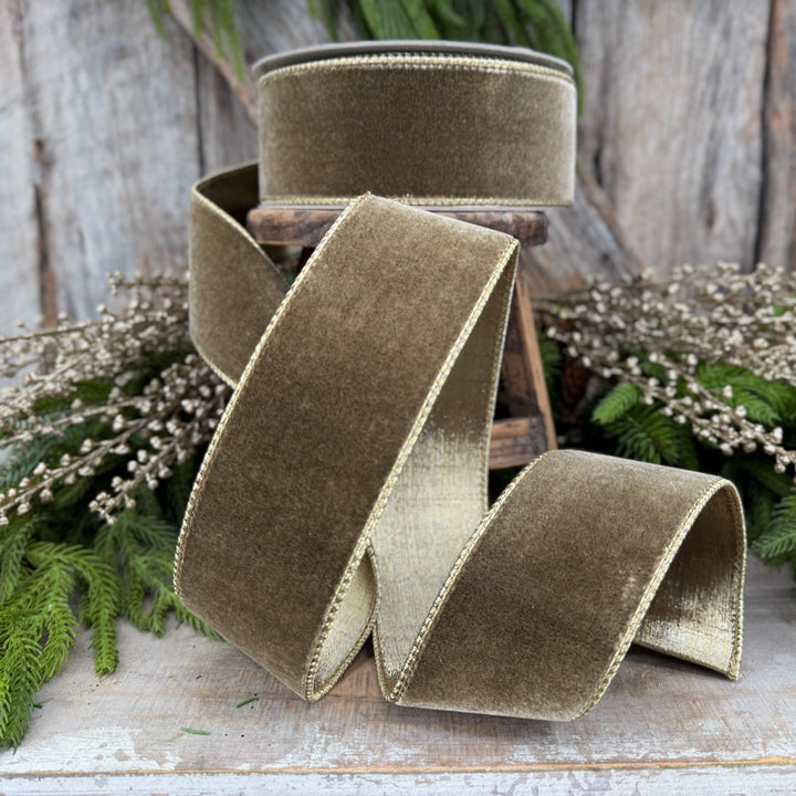 2.5” Mink Velvet Ribbon, Farrisilk ribbon