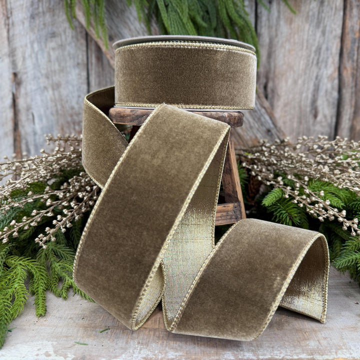 2.5” Mink Velvet Ribbon, Farrisilk ribbon