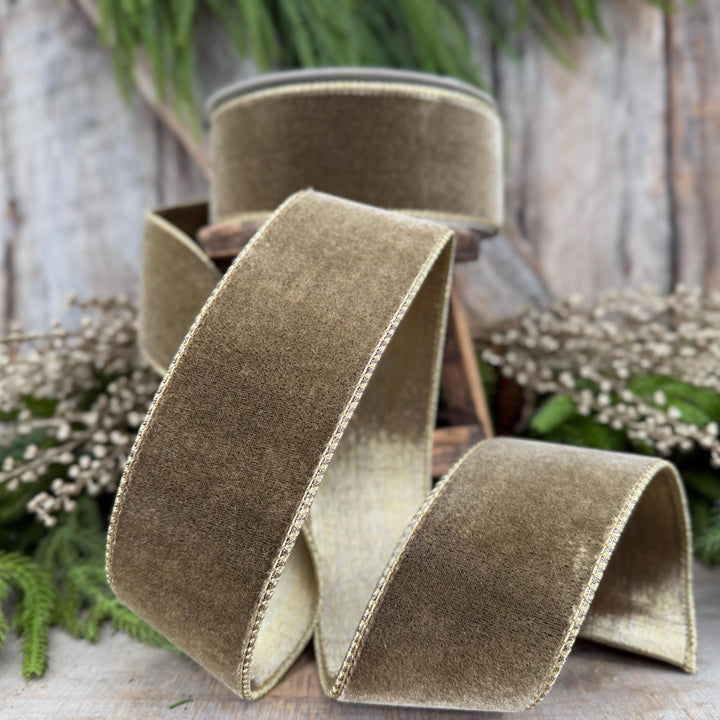 2.5” Mink Velvet Ribbon, Farrisilk ribbon