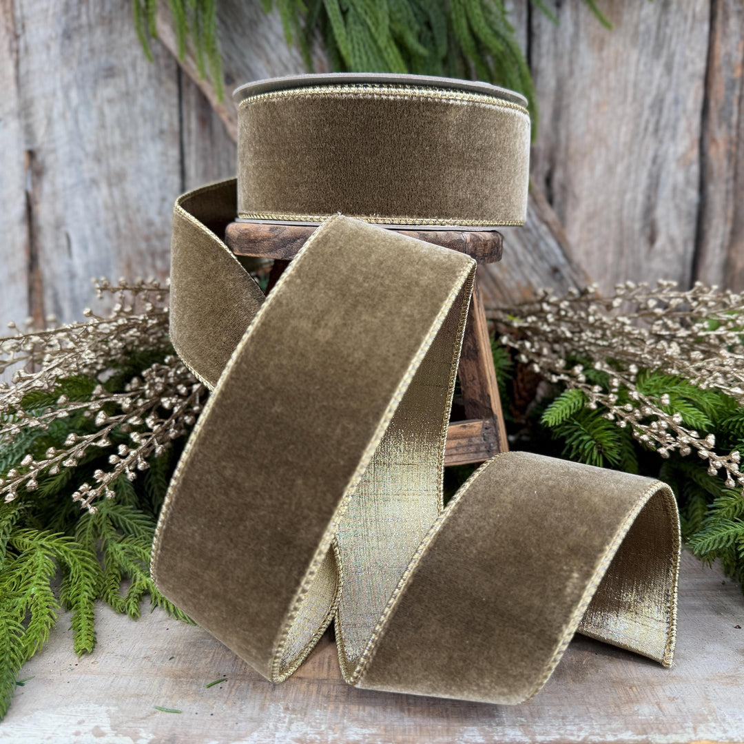 2.5” Mink Velvet Ribbon, Farrisilk ribbon