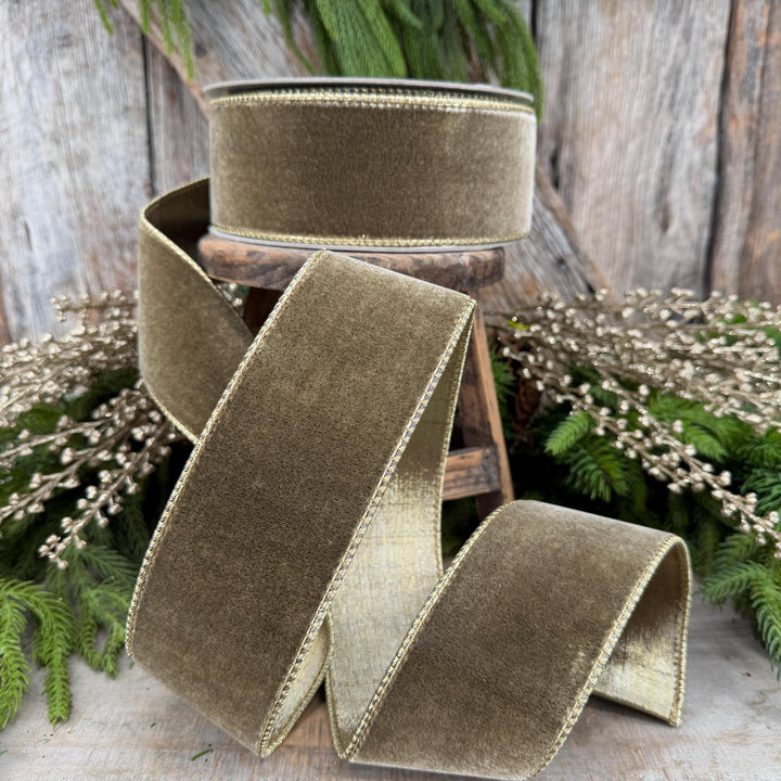 2.5” Mink Velvet Ribbon, Farrisilk ribbon