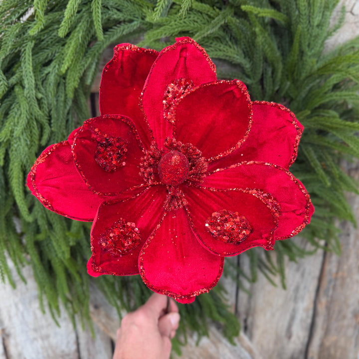 21" Red Velvet Magnolia, Christmas Magnolia