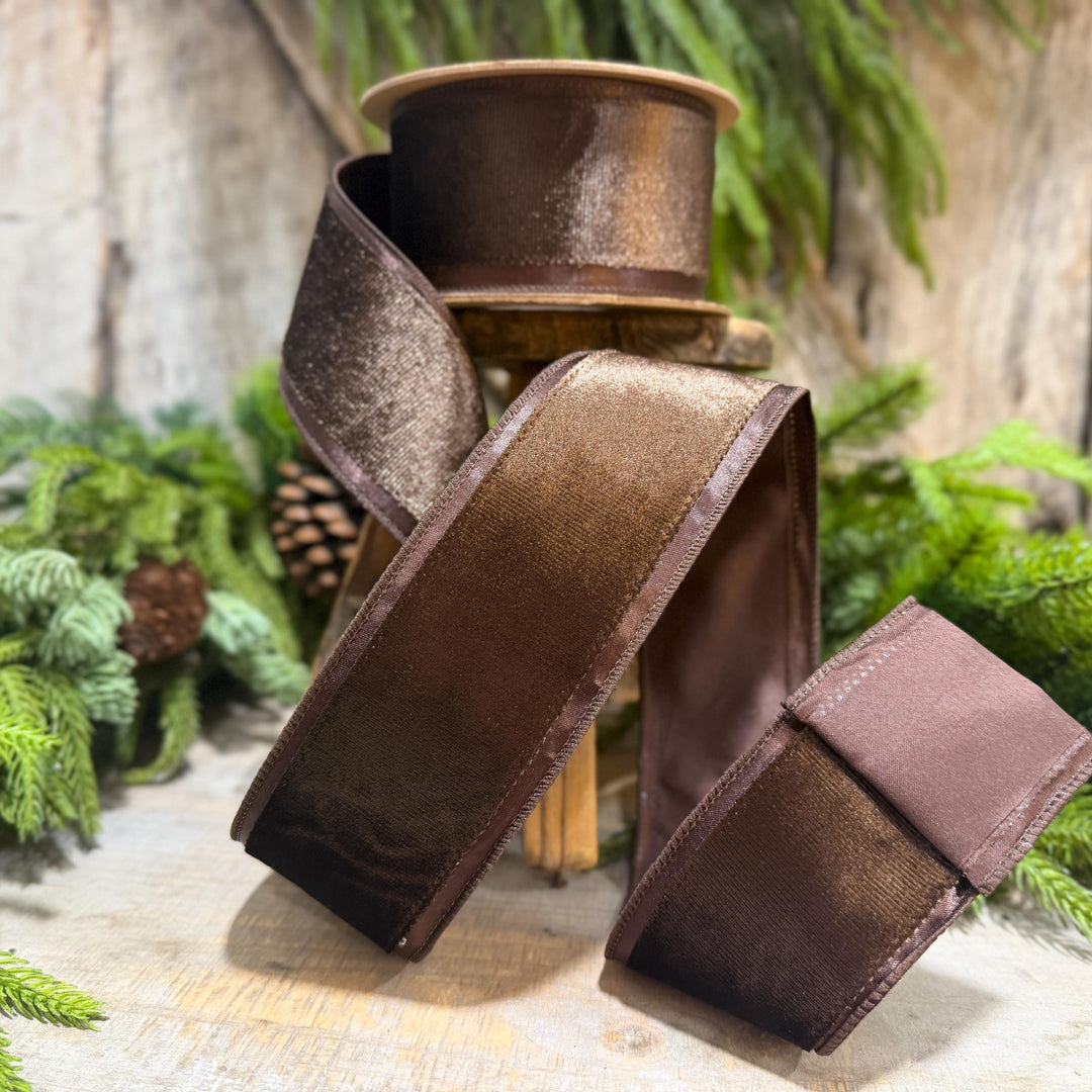 2.5" Chocolate Brown Velvet RIbbon, Woodland Theme Brown Ribbon