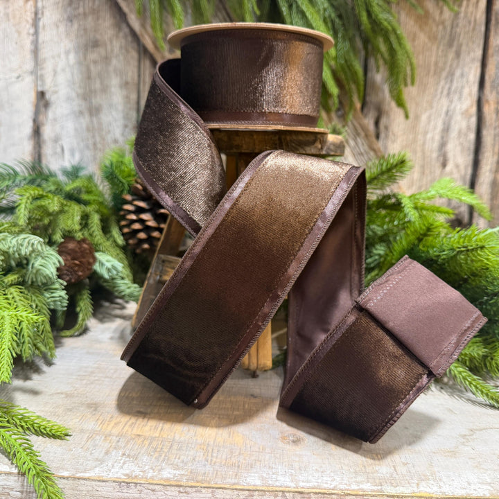 2.5" Chocolate Brown Velvet RIbbon, Woodland Theme Brown Ribbon