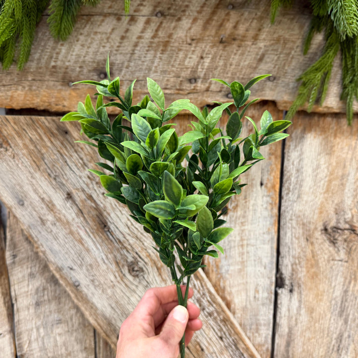 14" Baby Ruscus Greenery Bush, Artificial Greenery Bush