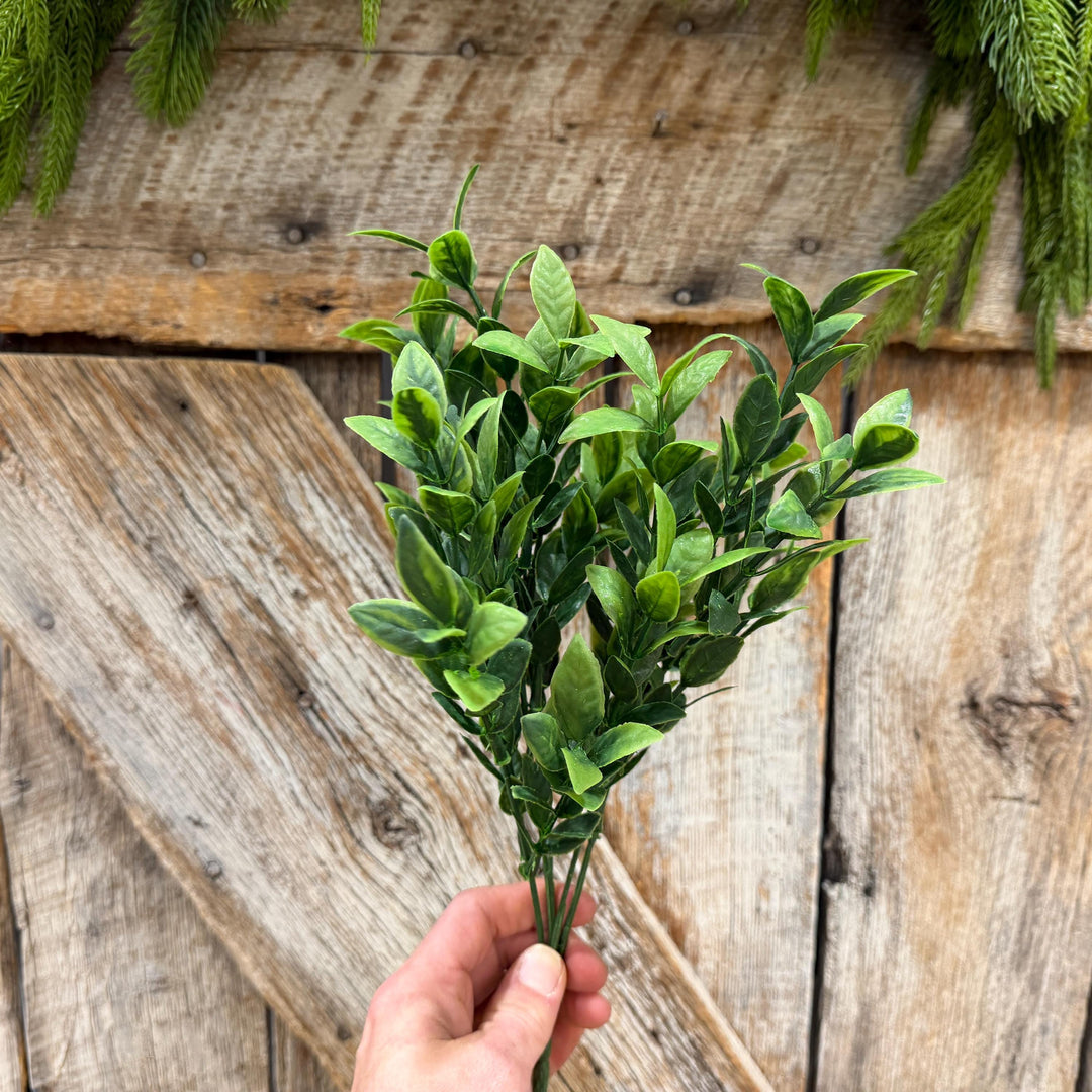14" Baby Ruscus Greenery Bush, Artificial Greenery Bush