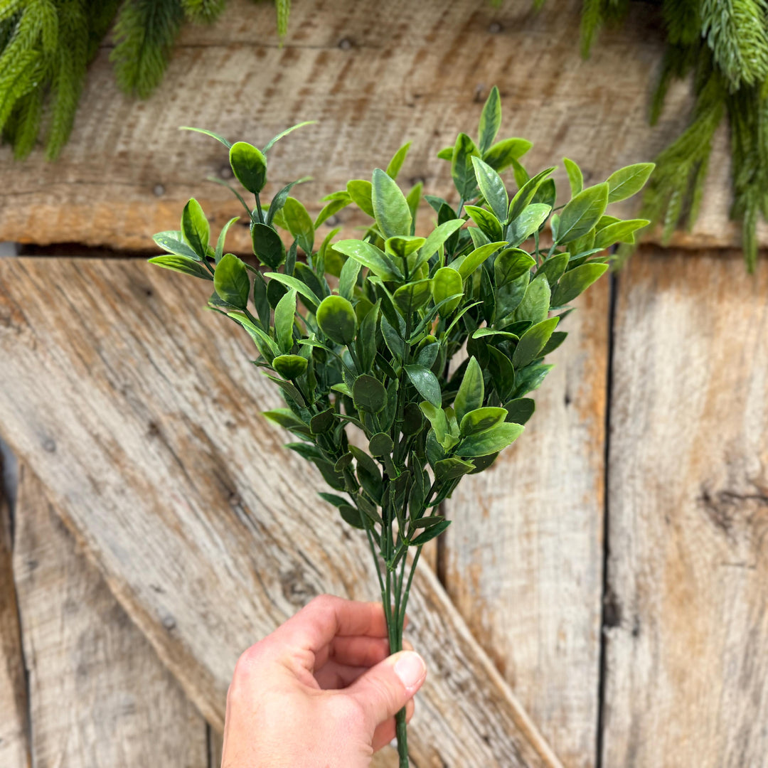 14" Baby Ruscus Greenery Bush, Artificial Greenery Bush