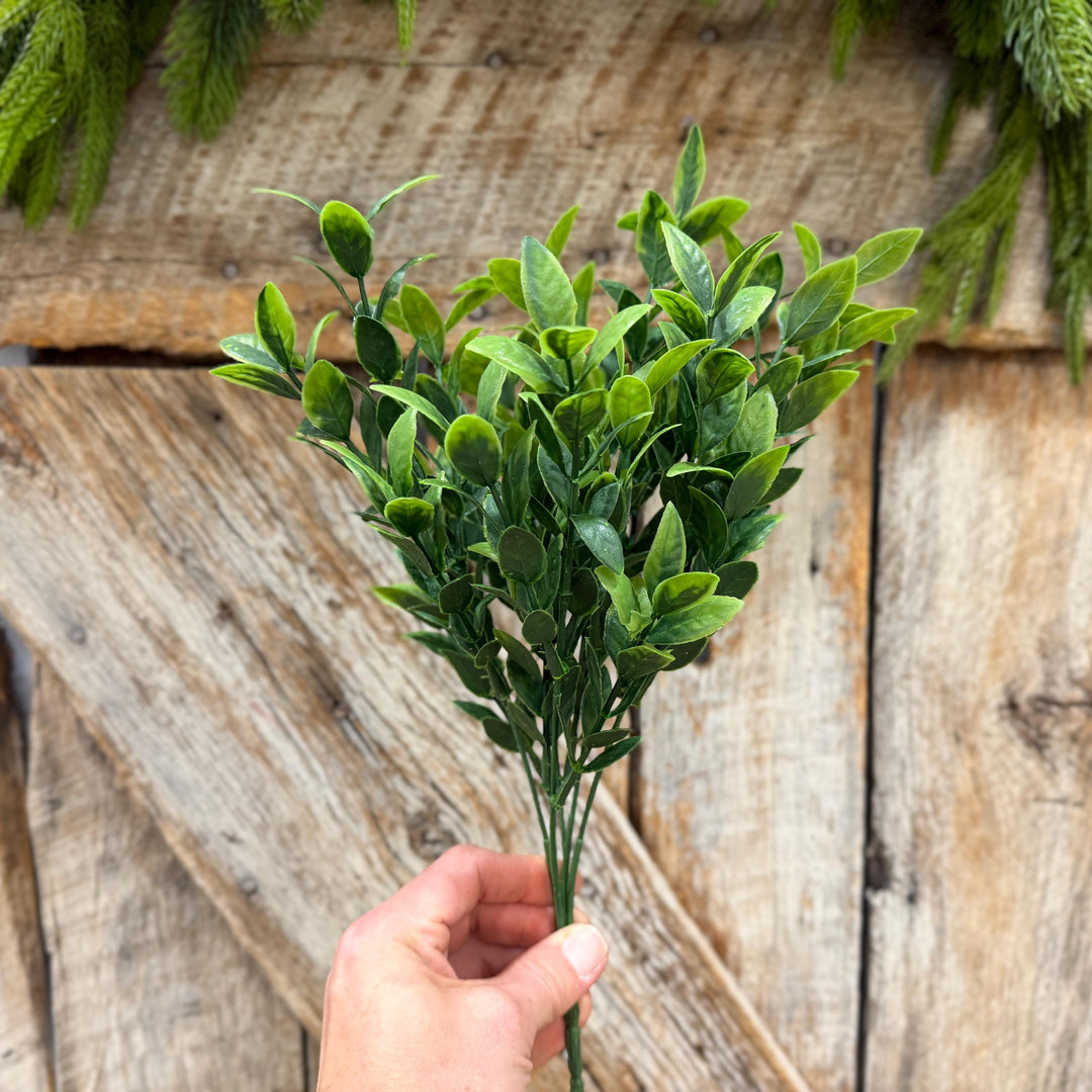 14" Baby Ruscus Greenery Bush, Artificial Greenery Bush