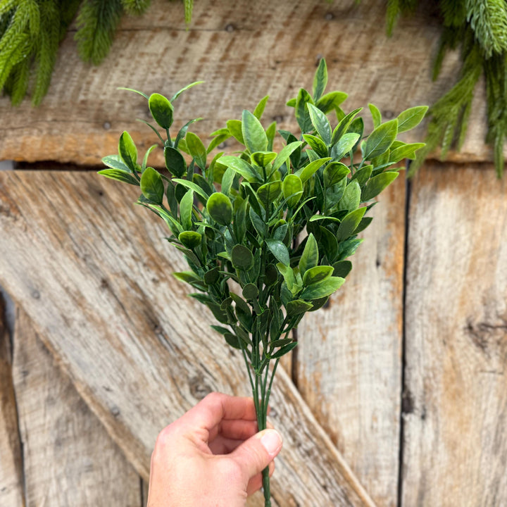 14" Baby Ruscus Greenery Bush, Artificial Greenery Bush