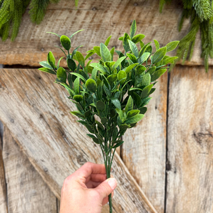 14" Baby Ruscus Greenery Bush, Artificial Greenery Bush
