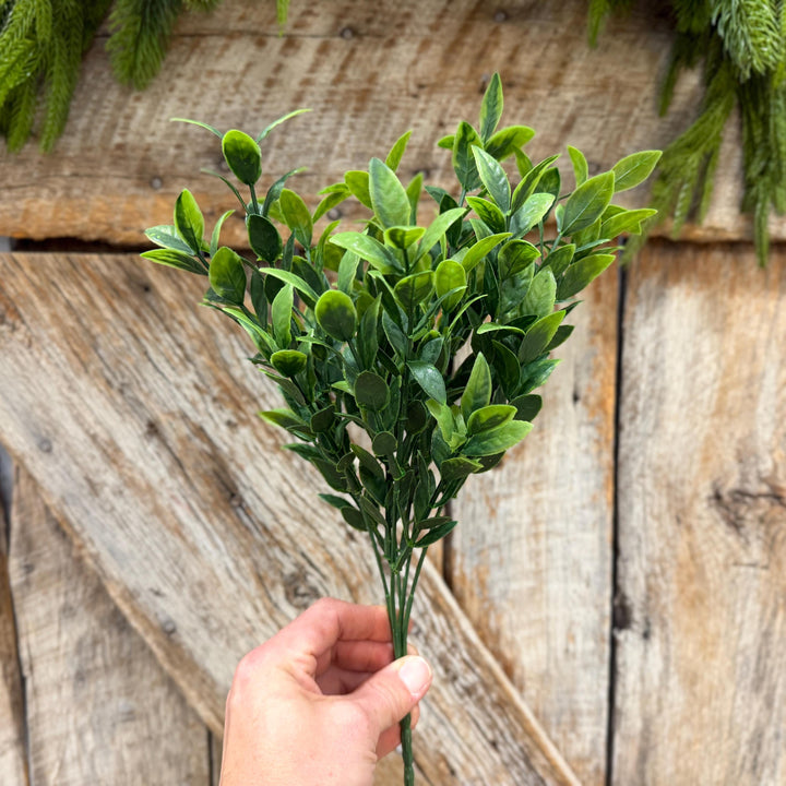 14" Baby Ruscus Greenery Bush, Artificial Greenery Bush