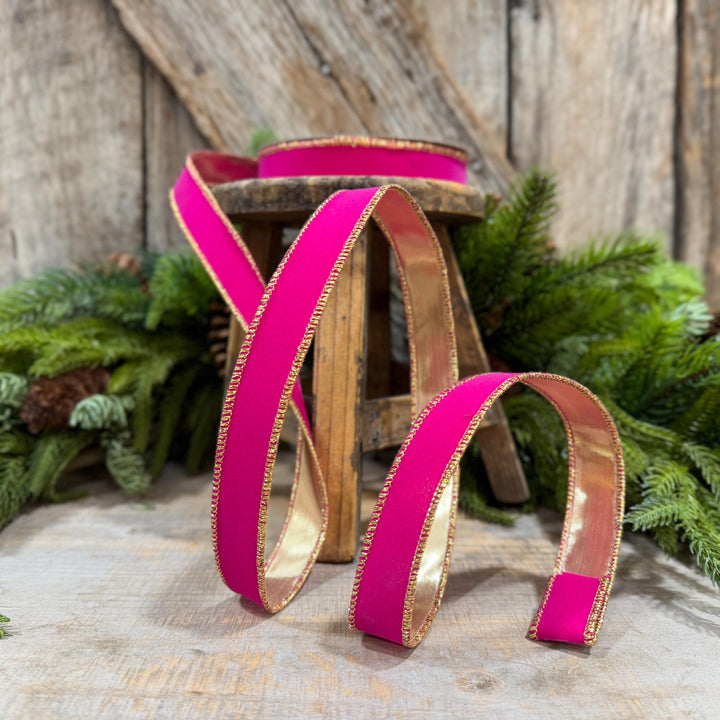 1" Hot Pink Suede Velvet Ribbon, Farrisilk Ribbon, RS290-15