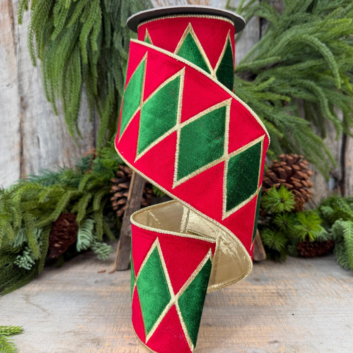 4" Velvet Drum Ribbon, Christmas Drummer Boy Ribbon, Nutcracker Ribbon