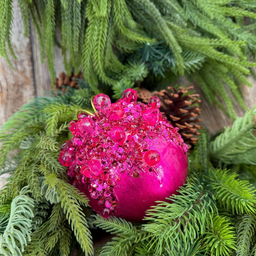 5" Hot Pink Ornament, Farrisilk Gemstone Ornament