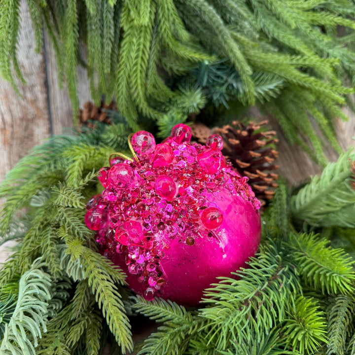 5" Hot Pink Ornament, Farrisilk Gemstone Ornament