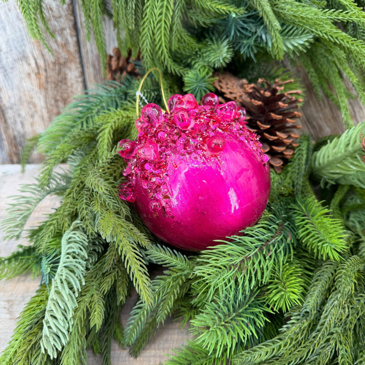 5" Hot Pink Ornament, Farrisilk Gemstone Ornament