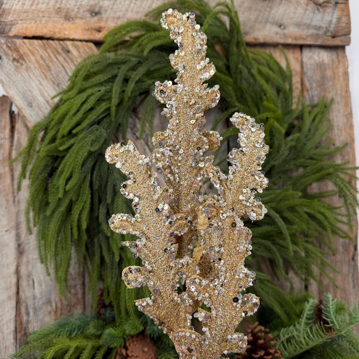 28" Gold Crystal Acanthus Christmas Spray, Farrisilk Tree Spray