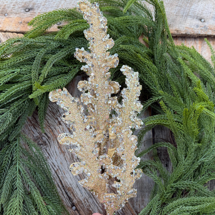 28" Gold Crystal Acanthus Christmas Spray, Farrisilk Tree Spray