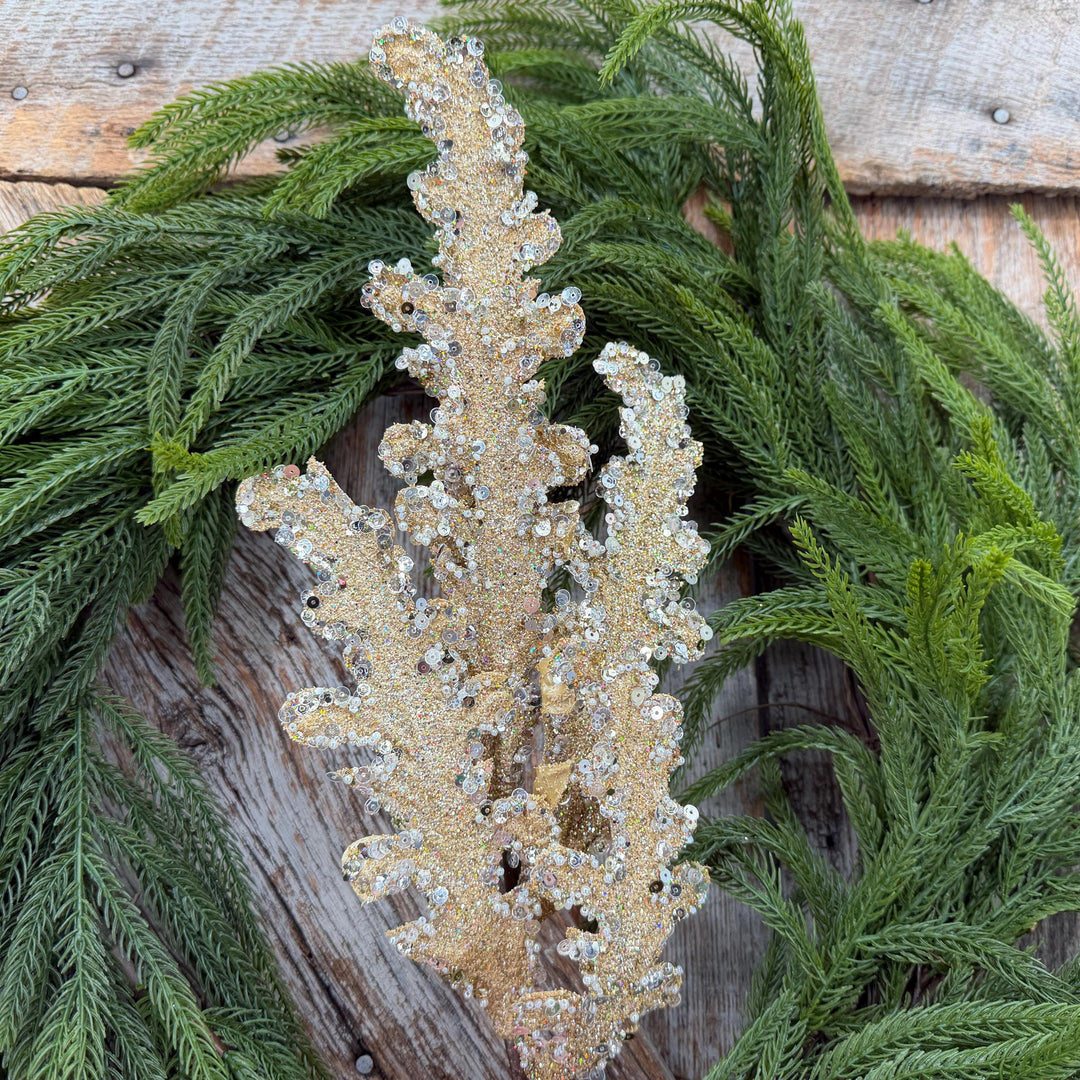28" Gold Crystal Acanthus Christmas Spray, Farrisilk Tree Spray