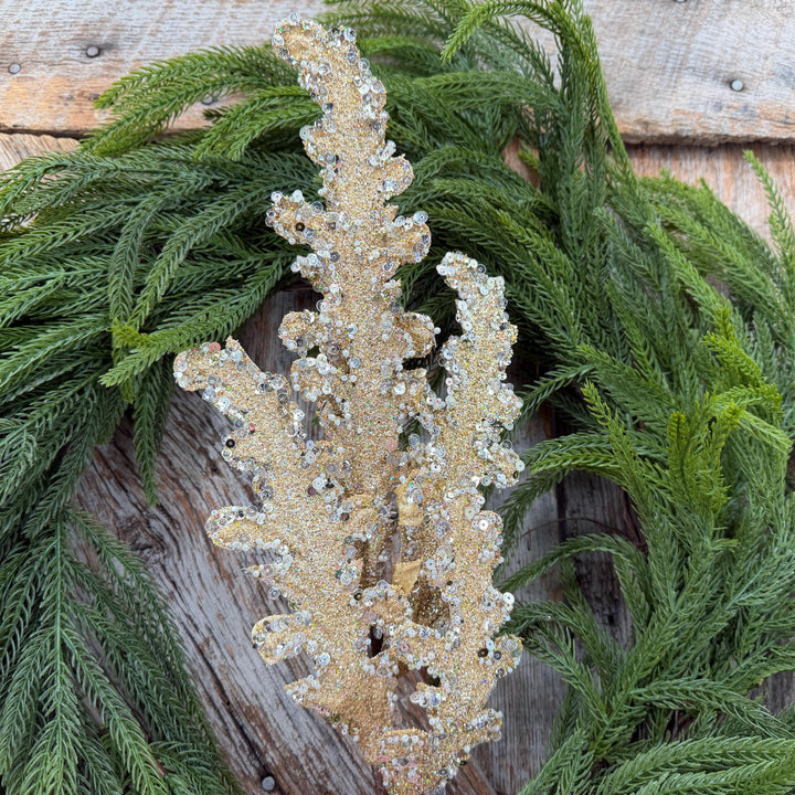 28" Gold Crystal Acanthus Christmas Spray, Farrisilk Tree Spray