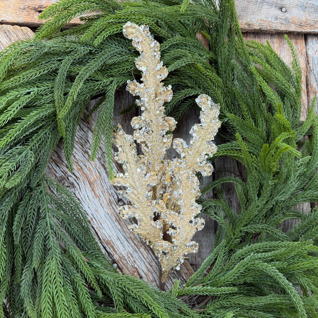 28" Gold Crystal Acanthus Christmas Spray, Farrisilk Tree Spray