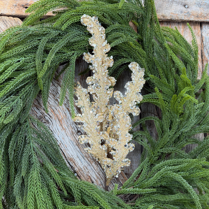 28" Gold Crystal Acanthus Christmas Spray, Farrisilk Tree Spray