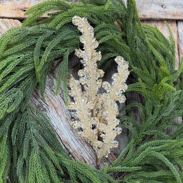 28" Gold Crystal Acanthus Christmas Spray, Farrisilk Tree Spray