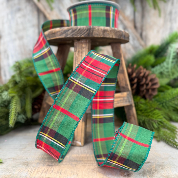 1.5" Hunter Green Tartan Christmas Plaid Ribbon