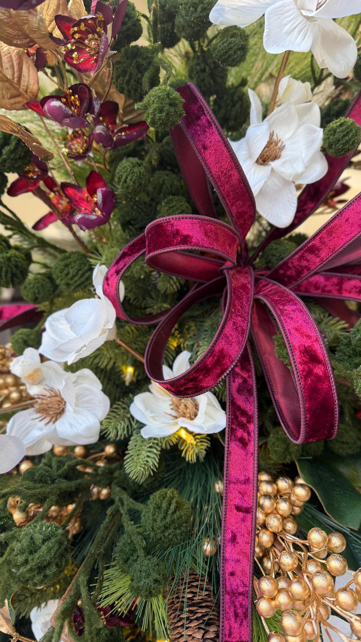 30" White Magnolia Floral Spray, Christmas Magnolia