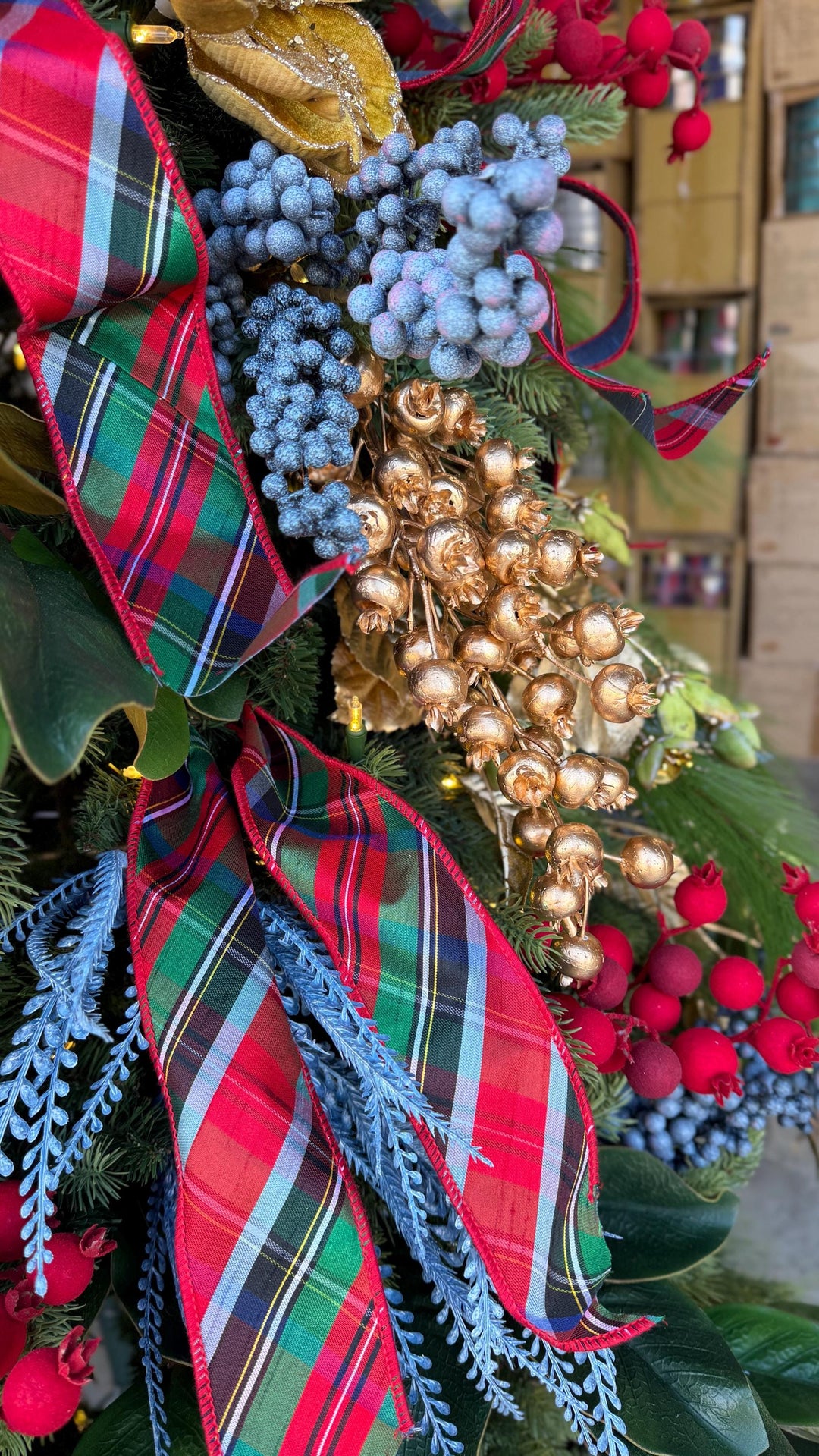 2.5" Traditional Christmas Plaid Ribbon, Wired Ribbon