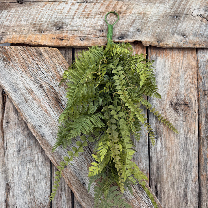 26" Mixed Fern Teardrop Greenery, Artificial Hanging Fern Swag