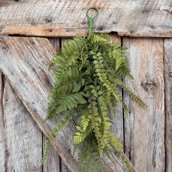 26" Mixed Fern Teardrop Greenery, Artificial Hanging Fern Swag