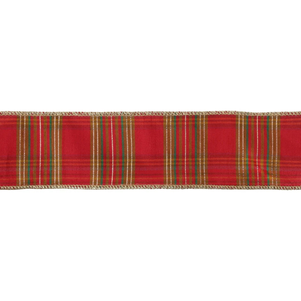 2.5" Red Christmas Plaid Ribbon, Red Green Tartan Plaid Ribbon, Traditional Christmas Ribbon
