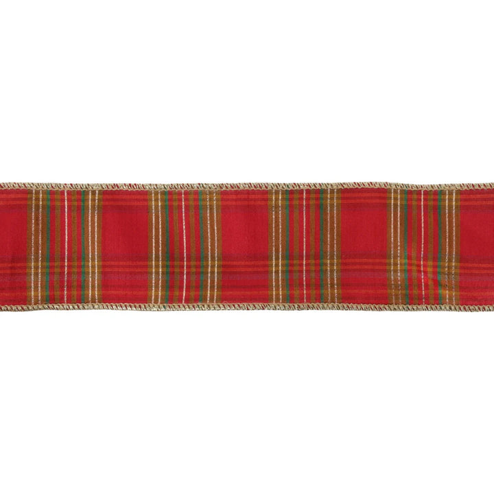 2.5" Red Christmas Plaid Ribbon, Red Green Tartan Plaid Ribbon, Traditional Christmas Ribbon