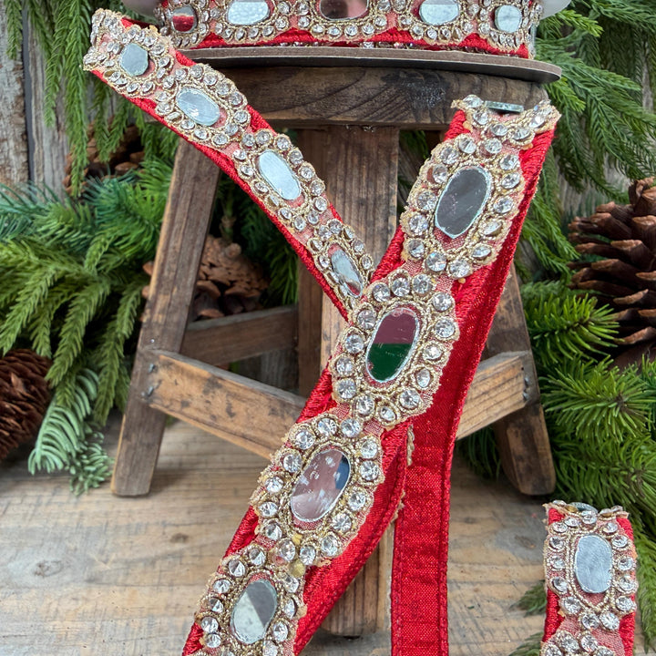 3/4" Red Crystal Ribbon, Farrisilk Red Crystal Reflections Ribbon