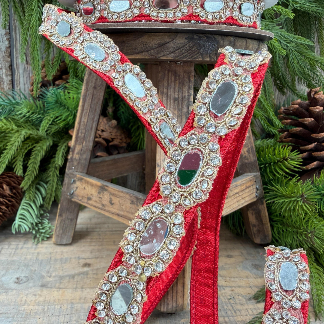 3/4" Red Crystal Ribbon, Farrisilk Red Crystal Reflections Ribbon