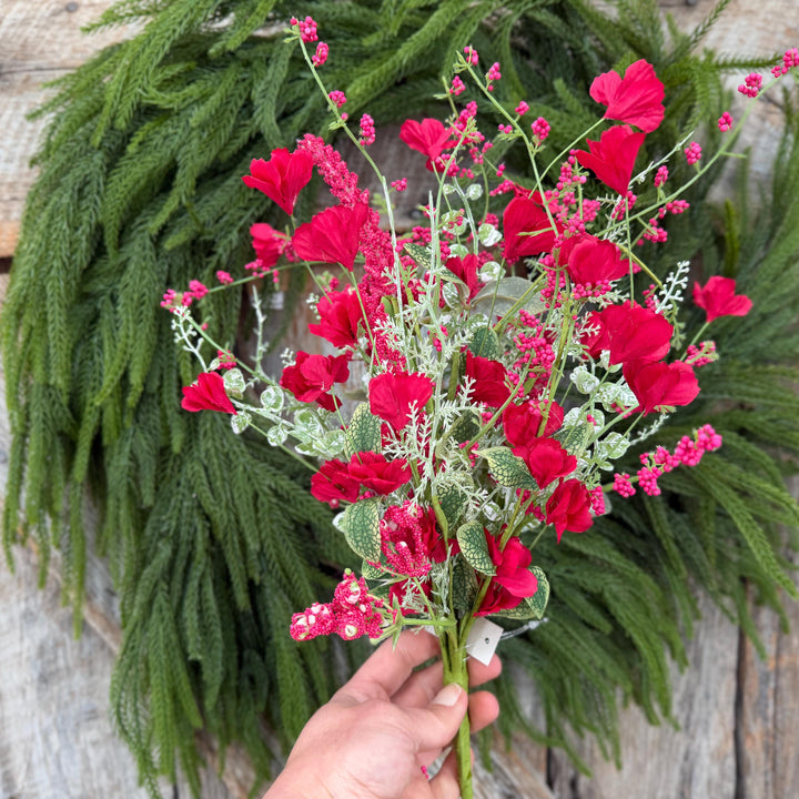 22" Hot Pink Floral Filler Bush, Pink Greenery Bush