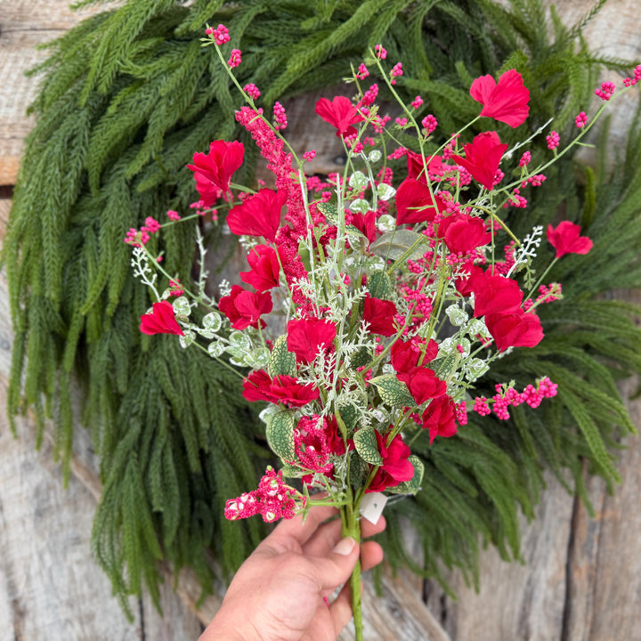 22" Hot Pink Floral Filler Bush, Pink Greenery Bush