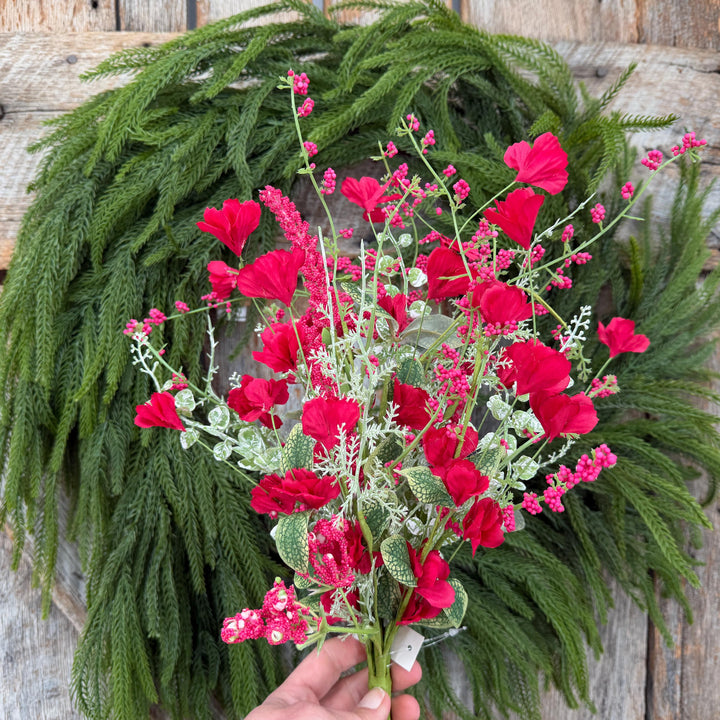 22" Hot Pink Floral Filler Bush, Pink Greenery Bush