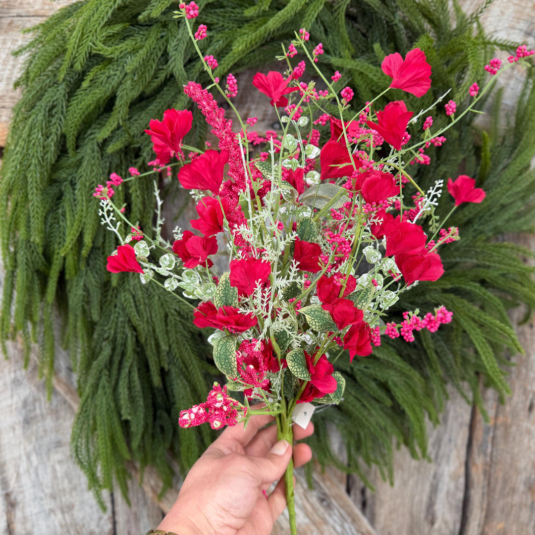 22" Hot Pink Floral Filler Bush, Pink Greenery Bush