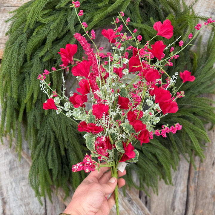 22" Hot Pink Floral Filler Bush, Pink Greenery Bush